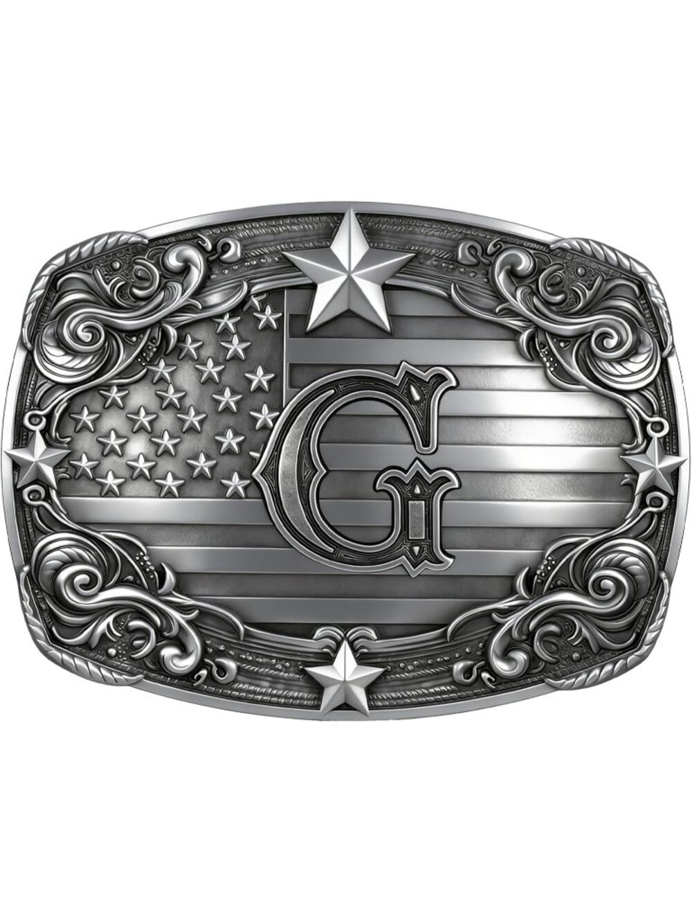 Men G Vintage Western Buckle Initial Letter Cowboy Belt